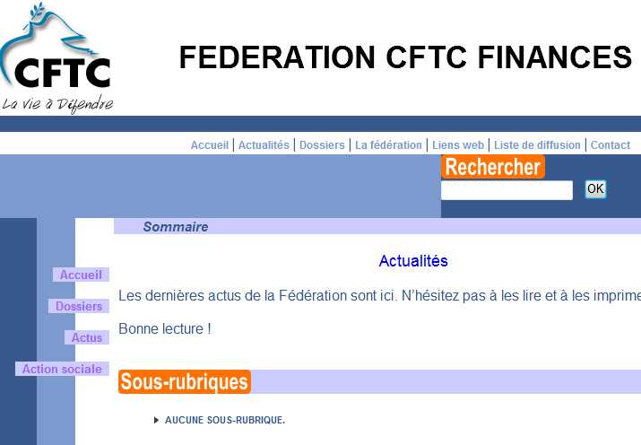 Le site de la f�d�ration CFTC des Fonctionnaires et Agents de l'Eta